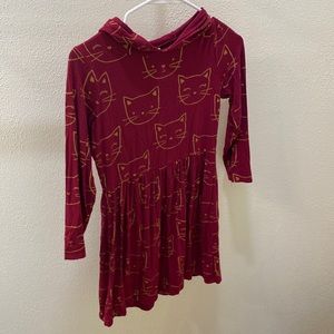 Burgundy and gold kitty dress with hood